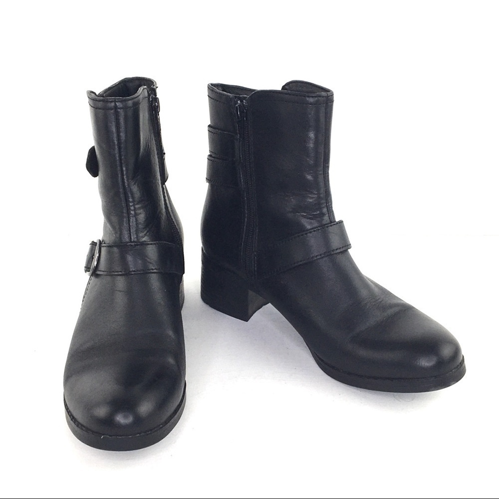 Trivict Zoey Black Combat/Moto Boots Buckle Detail
